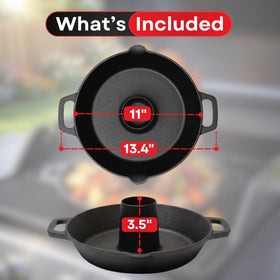 Grill 4U drip pan captures juices for easy cleanup and flavor.