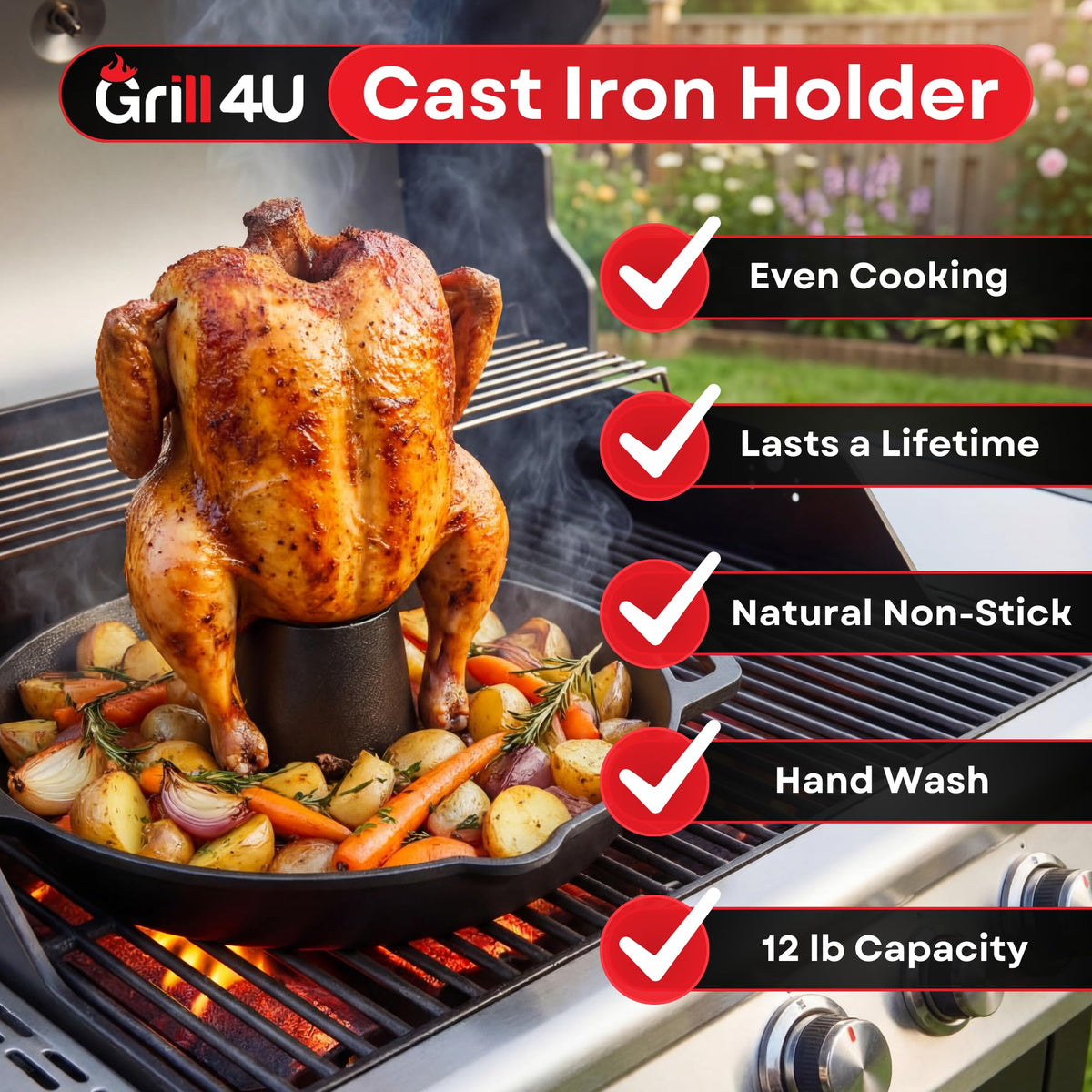 Grill 4U easy cleaning by hand washing and oiling after use.