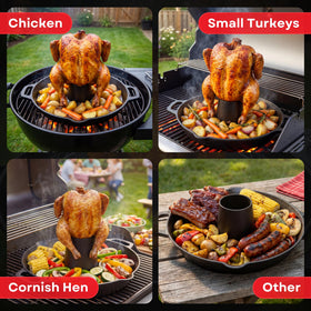 Grill 4U pre-seasoned finish improves with use for non-stick cooking.