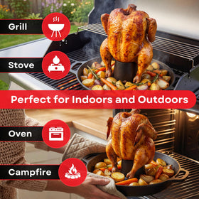 Grill 4U roaster with sturdy side handles for safe transporting.