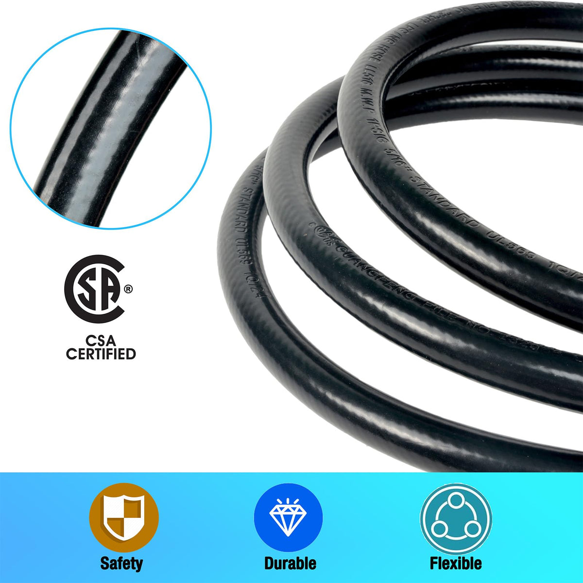 GrillAce durable three-layer hose resists weather and leaks for outdoor use.