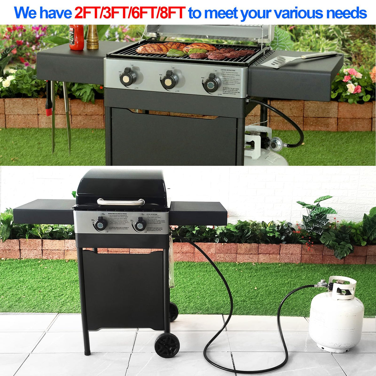 2-foot length option keeps grilling setup neat and flexible