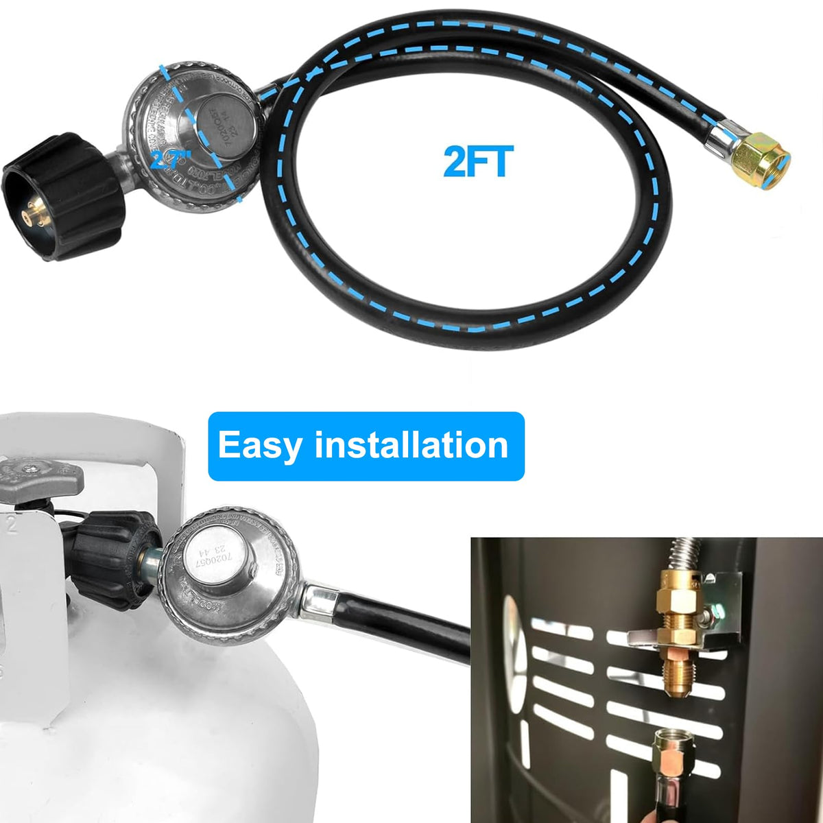 GrillAce regulator hose fits Char-Broil grills for reliable low-pressure propane flow