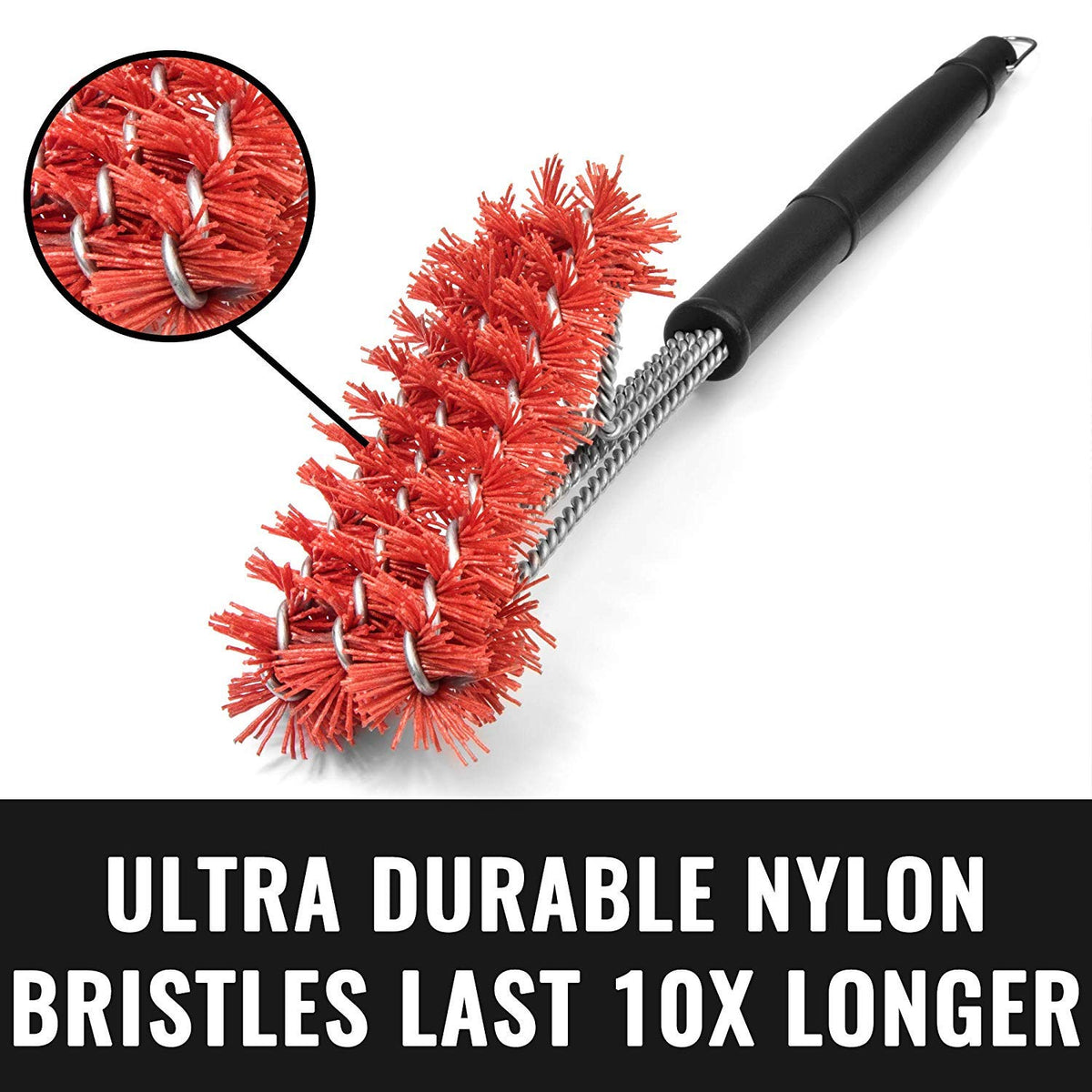 Grillaholics Essentials safe for porcelain grates protects finish during scrubbing.