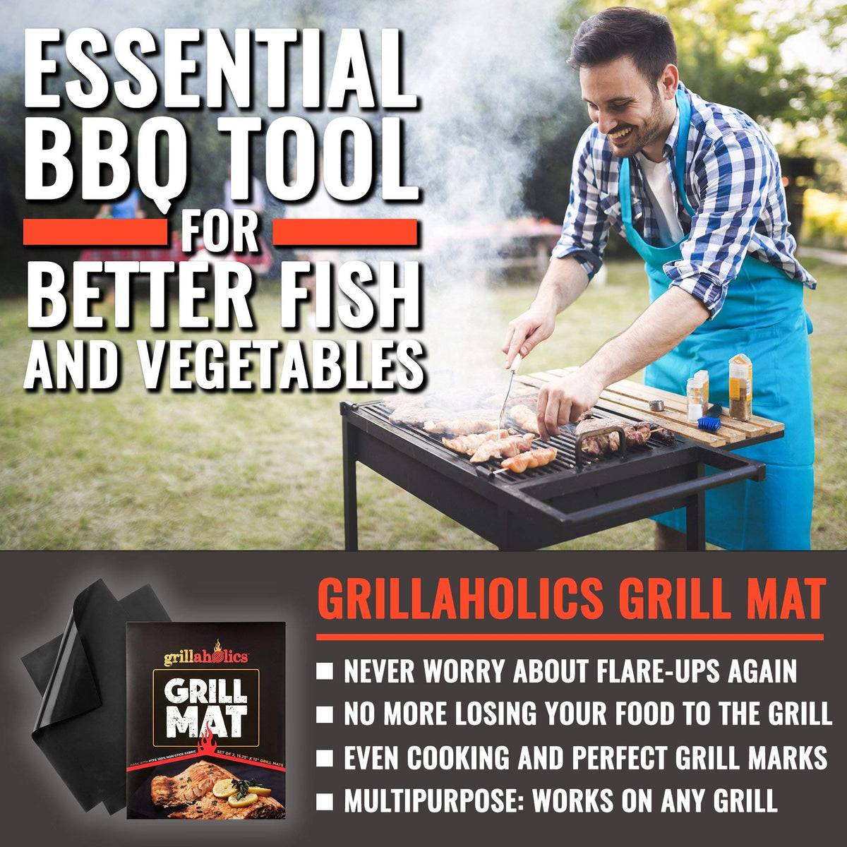 Grillaholics grate-protection mats keep food from sticking on grills.