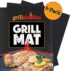 Grillaholics grill mat set of 3 on grill for even sear and easy cleanup