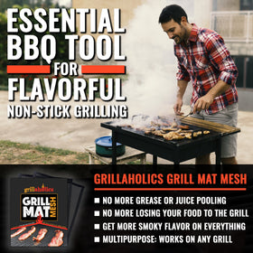 Grillaholics mesh grill mat dishwasher-safe for quick cleanup after grilling