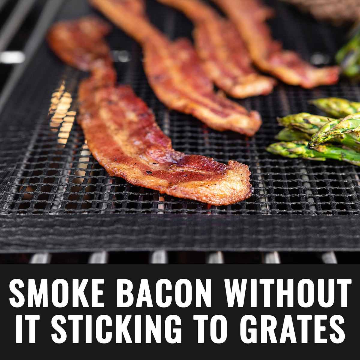 Grillaholics mesh grill mat demonstrates versatile bake and grill use