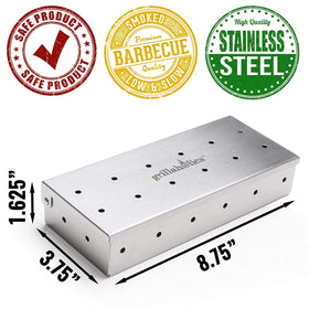 Grillaholics smoker box durable stainless steel construction for lasting grill use.