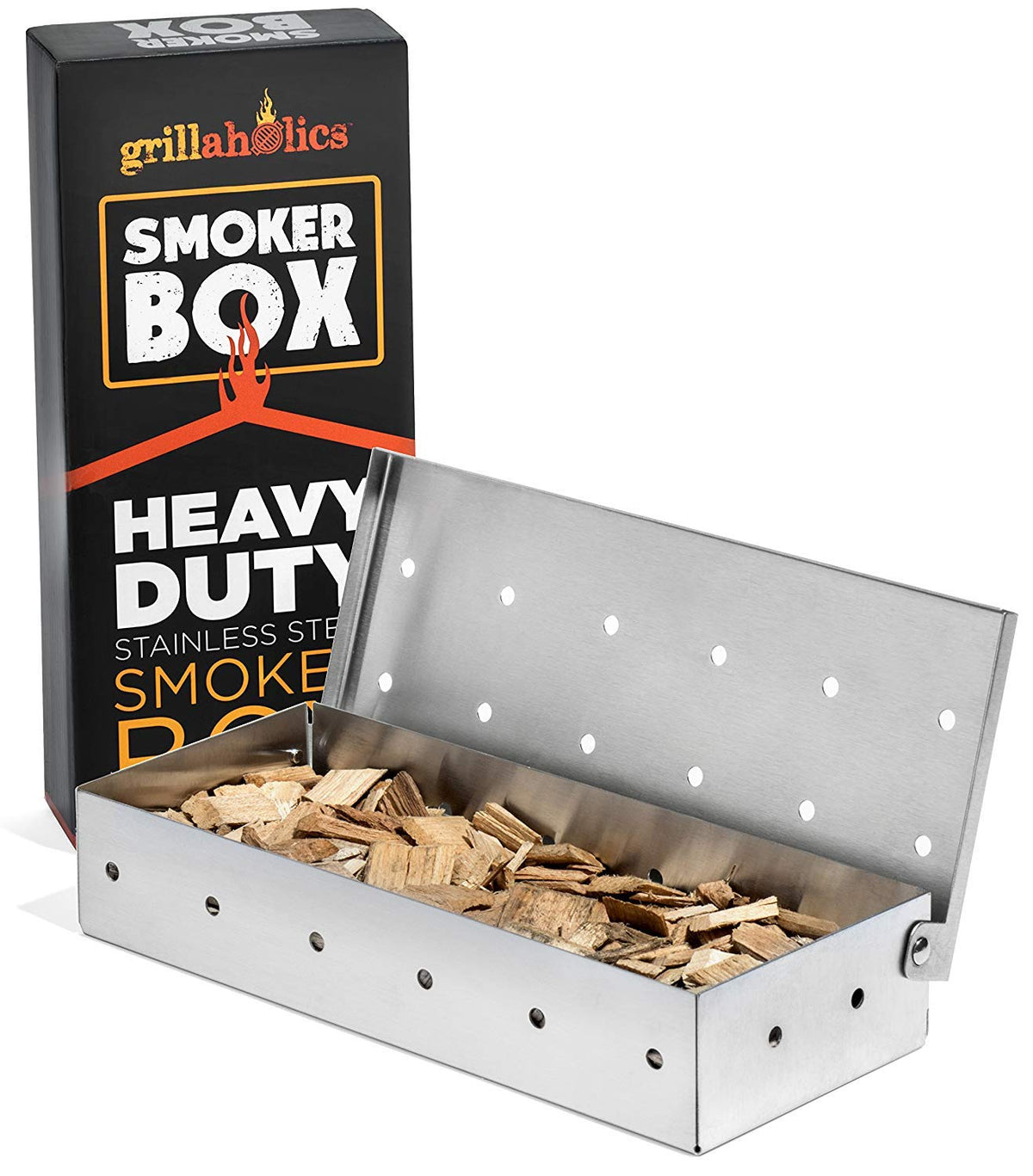 Grillaholics smoker box full capacity for longer smoke sessions on any grill.