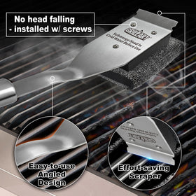 GRILLART Angled 16.5-inch design provides comfortable reach.