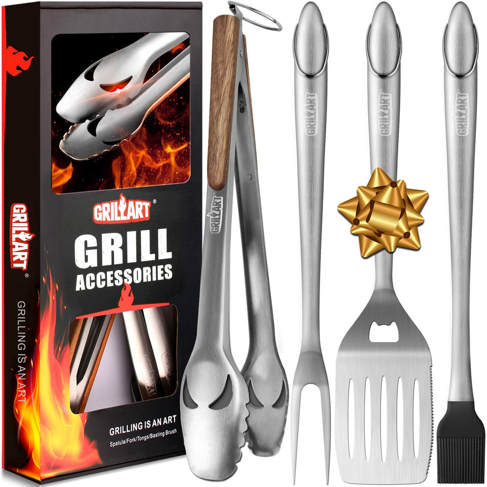 GRILLART 18inch tongs show durable grip for precise flipping