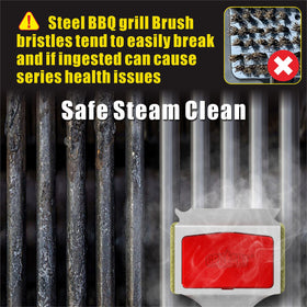 GRILLART close-up of red cleaning head showing bristle-free design