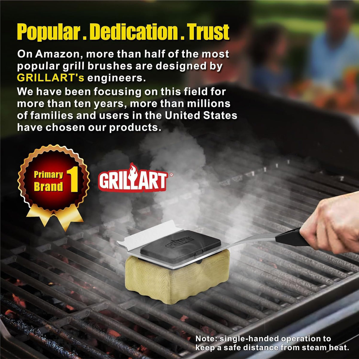 GRILLART compatible-with-separate-handle shows flexible setup options for cleaning head