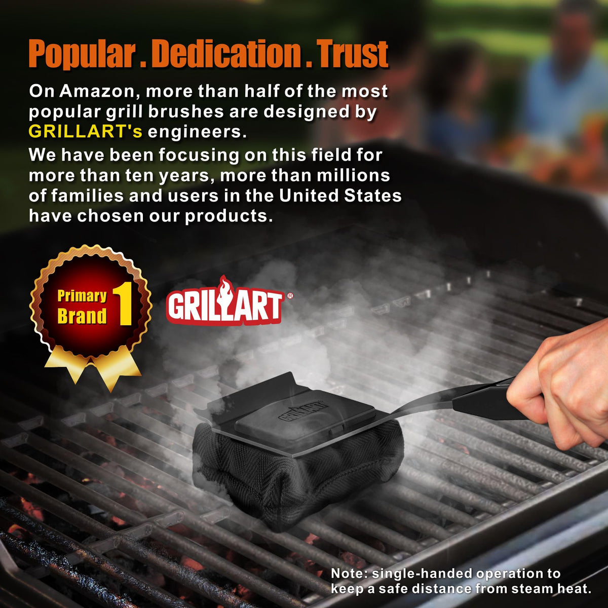 GRILLART dishwasher-safe brush head for easy cleanup