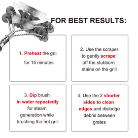 Durable stainless steel grill cleaner resists rust on all grills