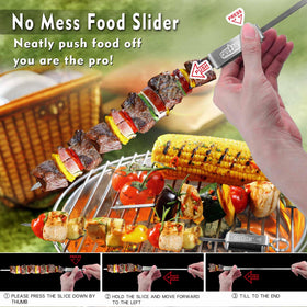 GRILLART flat stainless steel skewers prevent rotation for even cooking