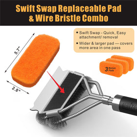 GRILLART compatible with gas, porcelain, and char-broil grates for versatile cleaning.