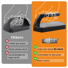 GRILLART ergonomic handles provide secure grip during cleaning
