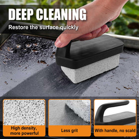 GRILLART scraper with ergonomic handle reaches corners for deep cleaning