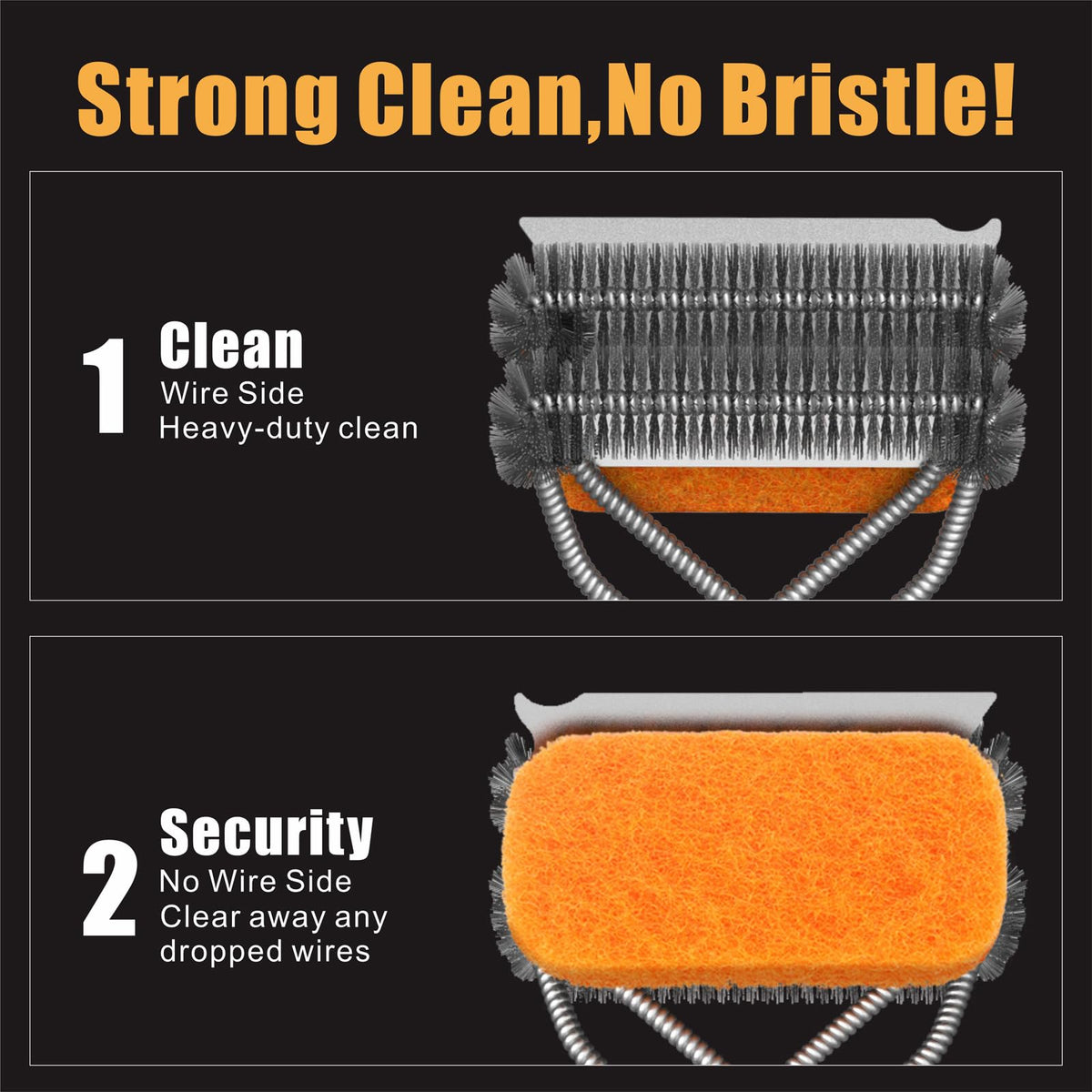 GRILLART 3-in-1 cleaner with scraper and pad for versatile grill care.