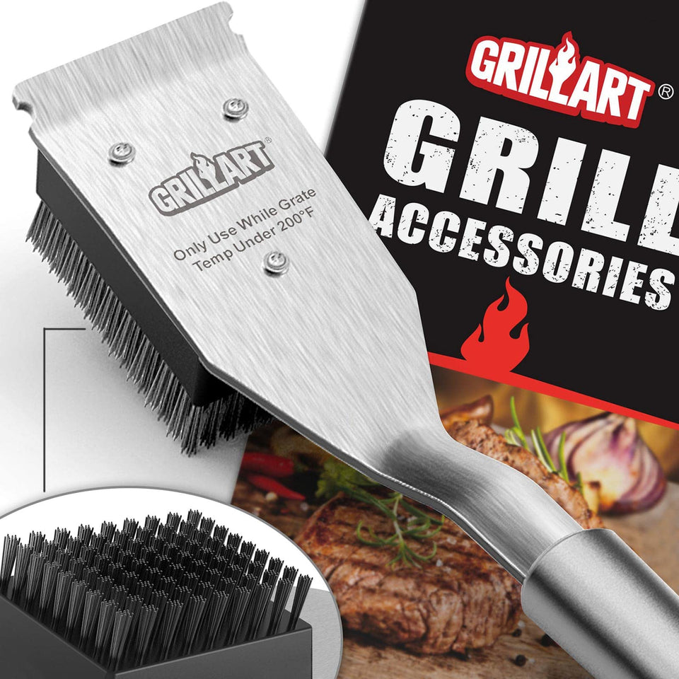 GRILLART grill brush angled neck for easier cleaning
