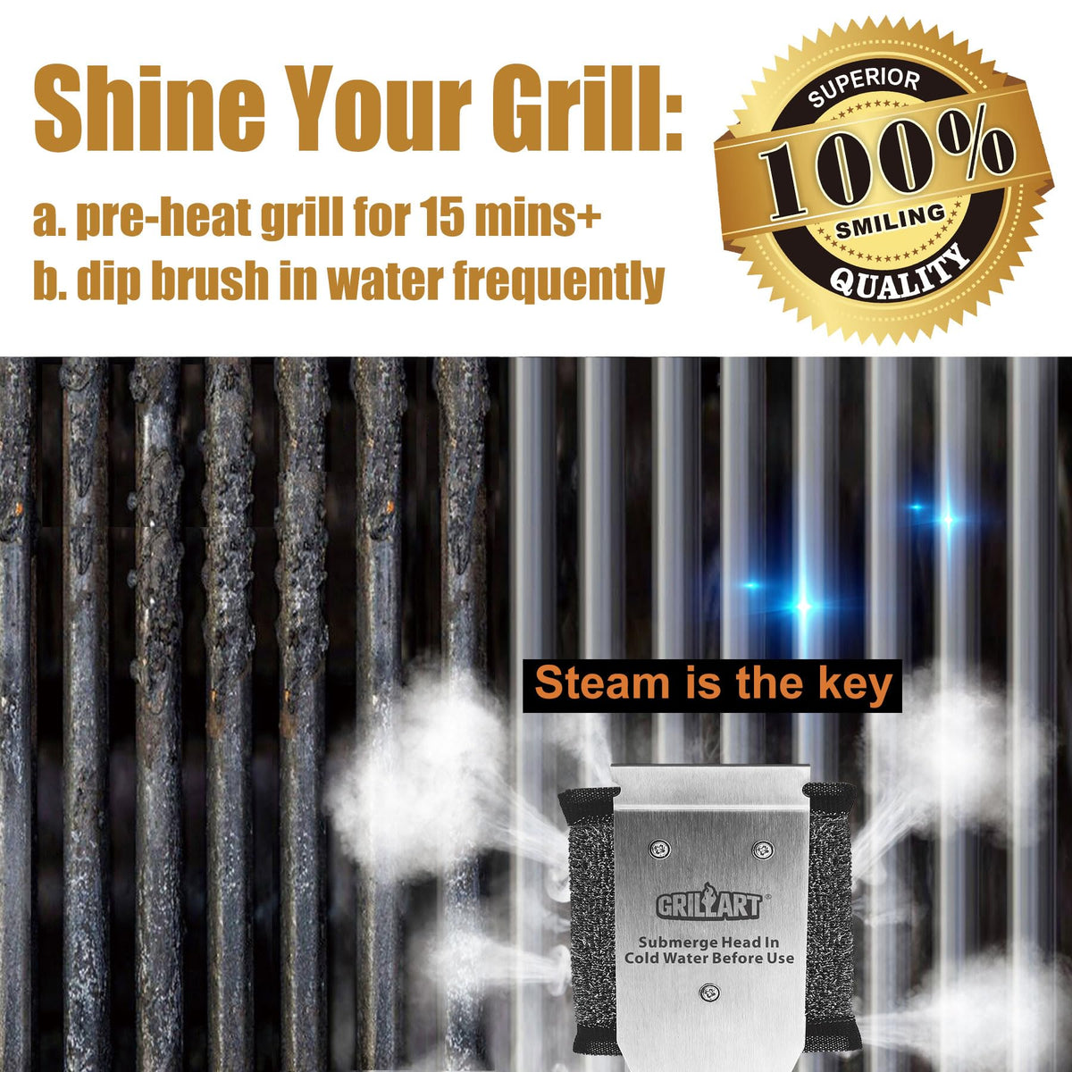 GRILLART Large hanging ring enables easy storage after use.