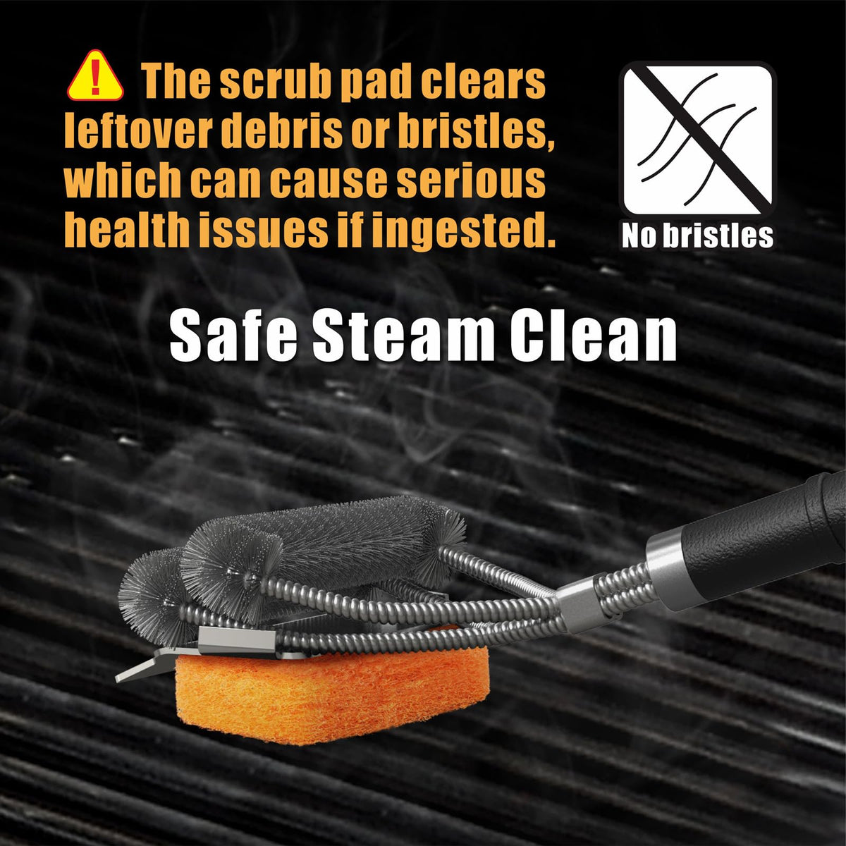 GRILLART heat-safe design keeps hands safe during scrubbing.