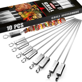 GRILLART Kabob skewers with slider for easy food release, ideal for backyard grilling