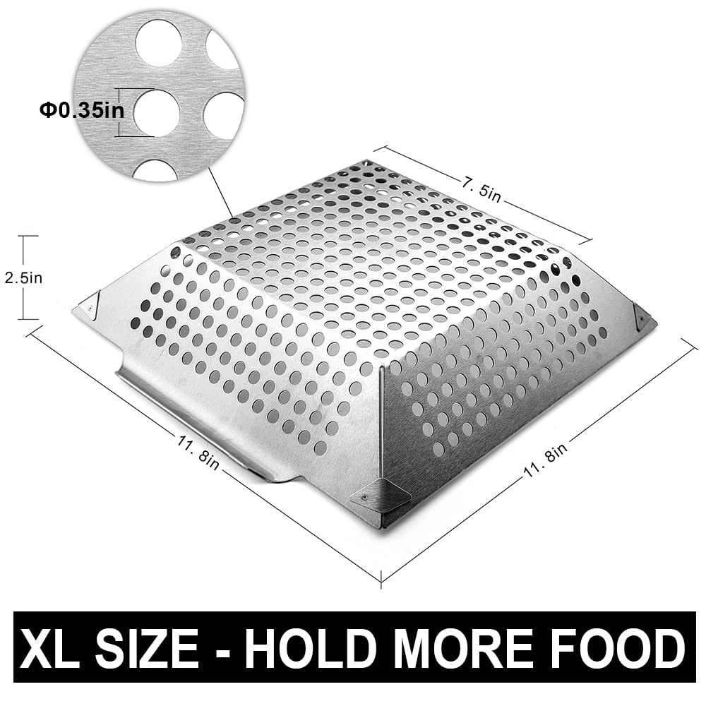 GRILLART large-capacity grill pan on a grill enables cooking more veggies at once