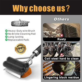 GRILLART long sturdy handle provides leverage and heat protection.