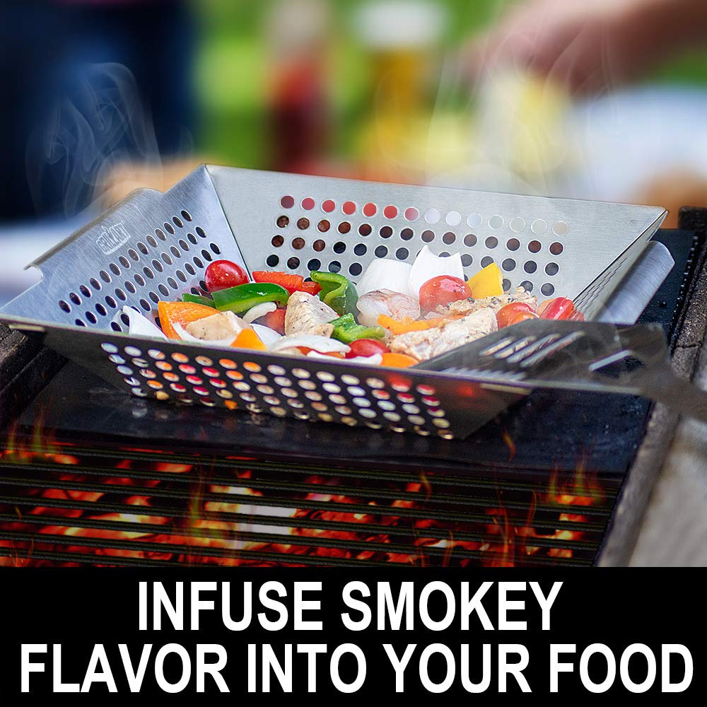 GRILLART perforated design delivers browning and smoky flavor with less sticking
