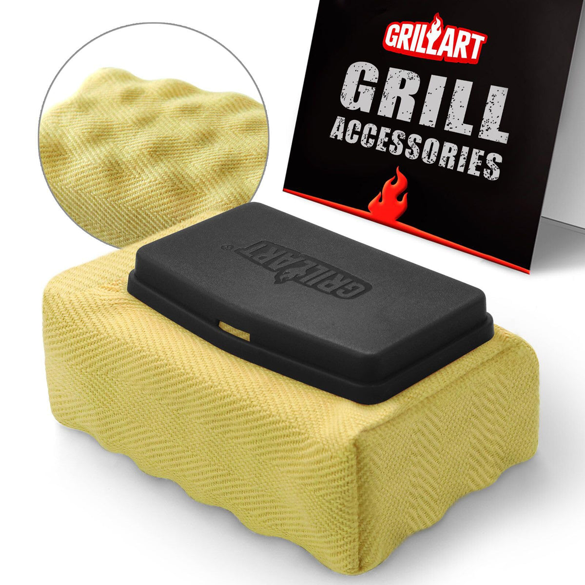 GRILLART replaceable cleaning pad provides reusable, heat-resistant cleaning for hot grills