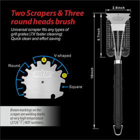 GRILLART Rotatable Scraper fits every grill grate type for versatile cleaning.