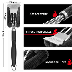 GRILLART rust-resistant brush lasts through many cleanups