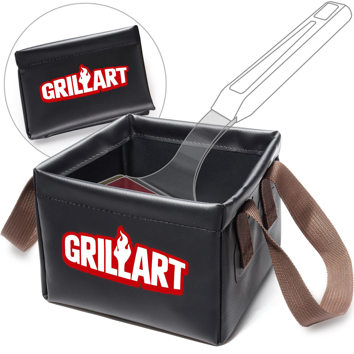 GRILLART soak basin with foam pad for safe bristle-free grill cleaning