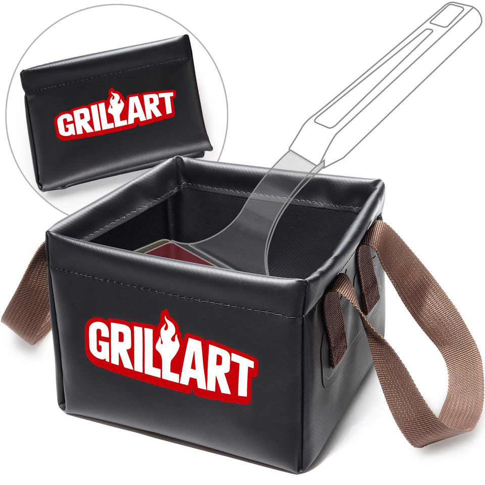 GRILLART soak basin with foam pad for safe bristle-free grill cleaning