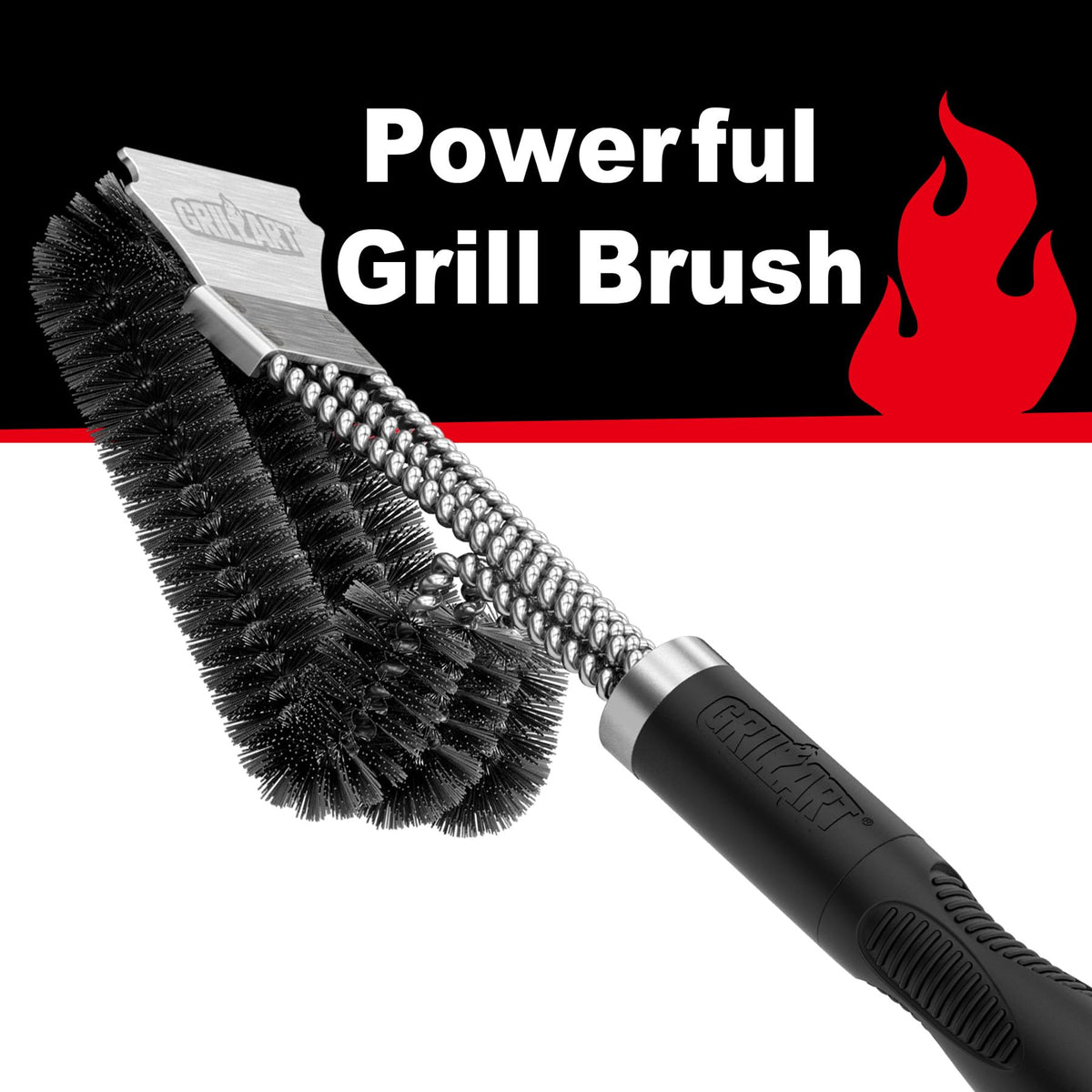 GRILLART stainless steel scraper removes stubborn residue efficiently