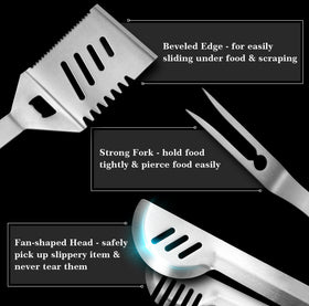 GrillART stainless steel utensils set designed to resist rust