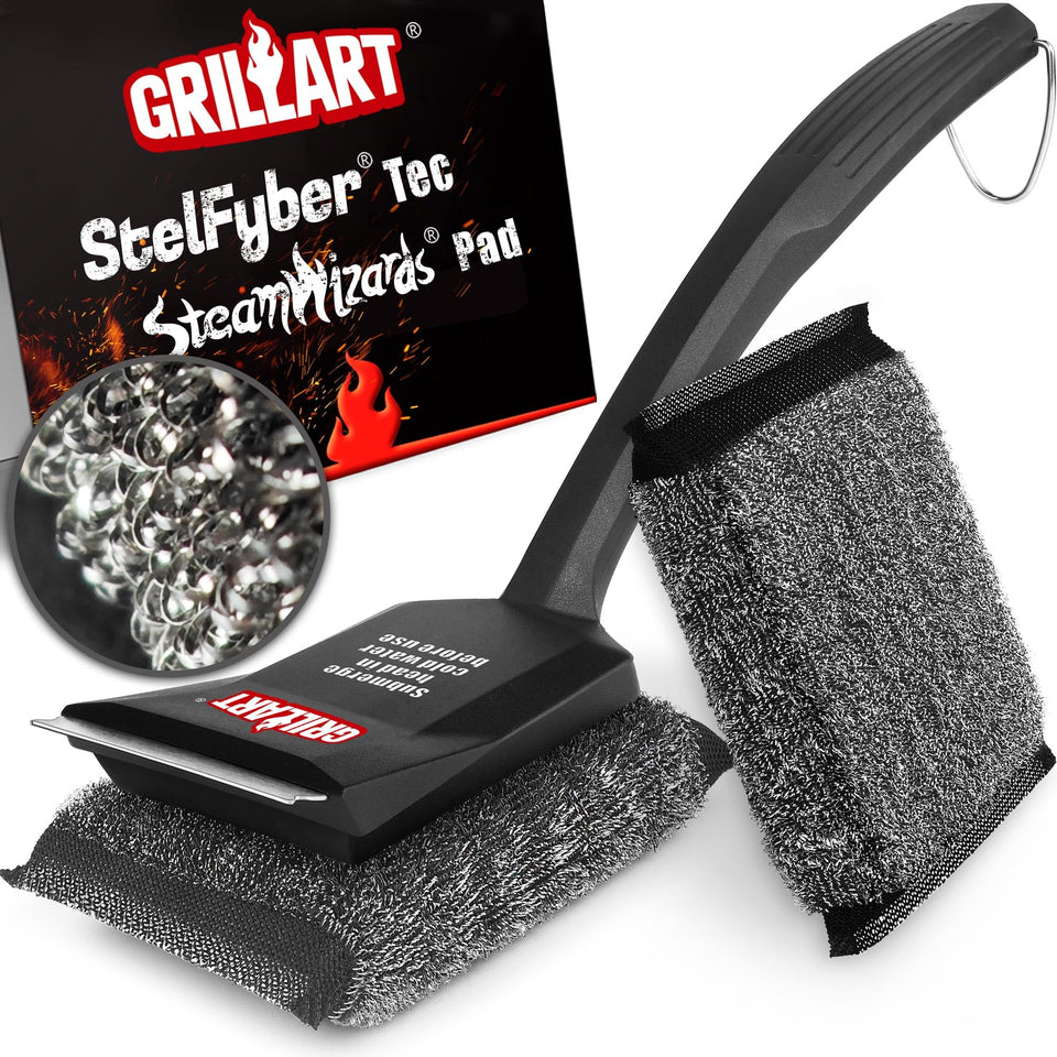 GRILLART SteamWizards brush head for bristle-free, safe grill cleaning across all grates.