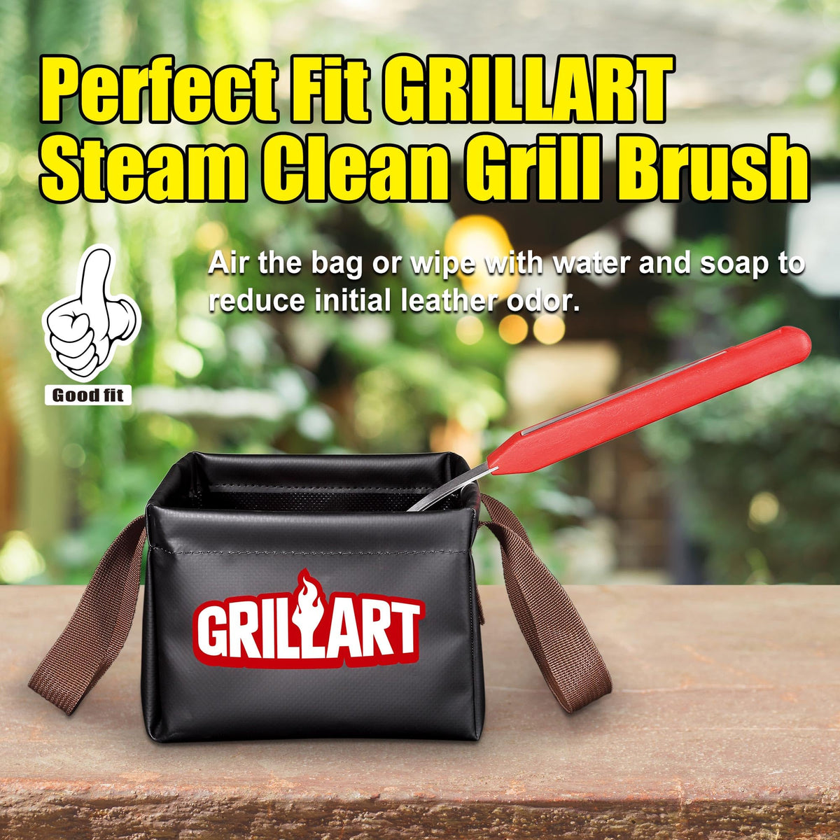 GRILLART sturdy stainless steel handle stays cool and durable
