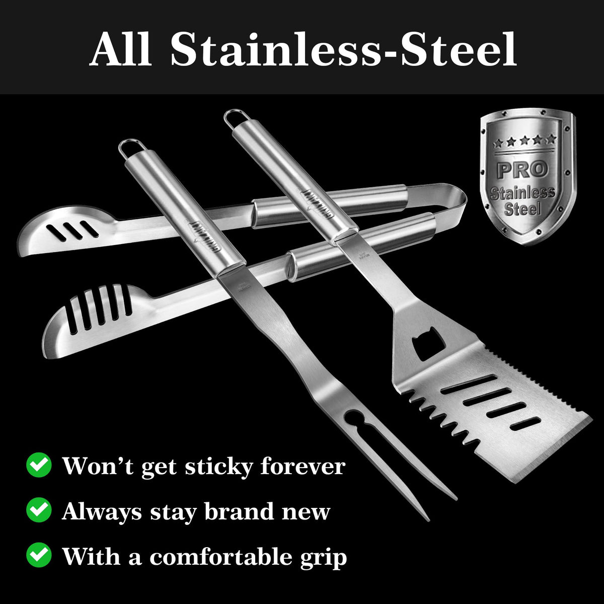 GrillART tongs with labor-saving clamping for easy grip on foods