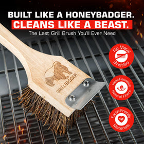 GRILLBADGER heat-resistant bristles withstand high heat for quick post-grill cleaning.