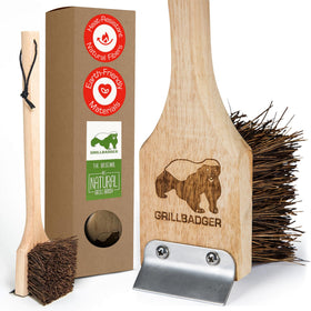 GRILLBADGER original non-metal brush for safer grilling and metal-free cleaning.