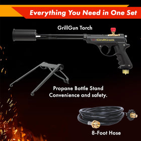 GRILLBLAZER GrillGun connects to propane for extended flame power