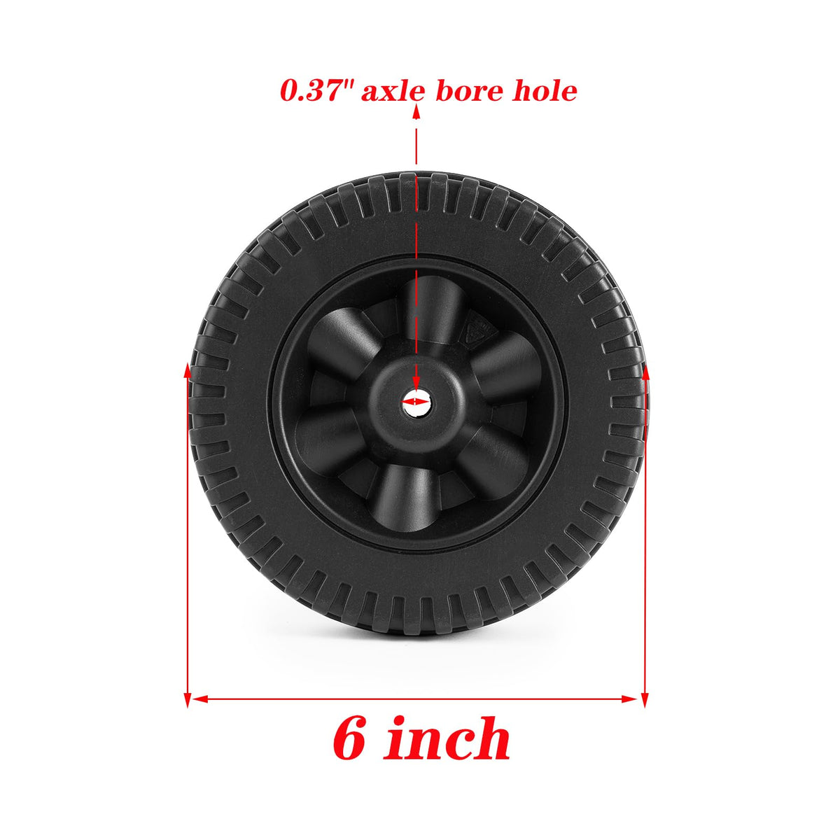 Grillflame 6-inch wheel side view shows easy replacement and stable rolling.
