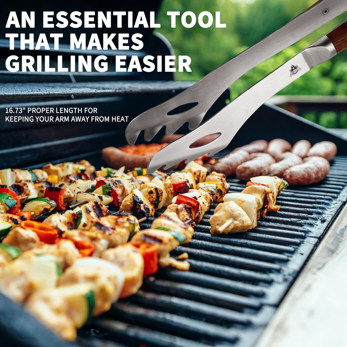 GRILLGEN smooth-surface tongs prevent sticking during food handling.