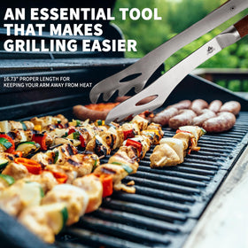 GRILLGEN smooth-surface tongs prevent sticking during food handling.