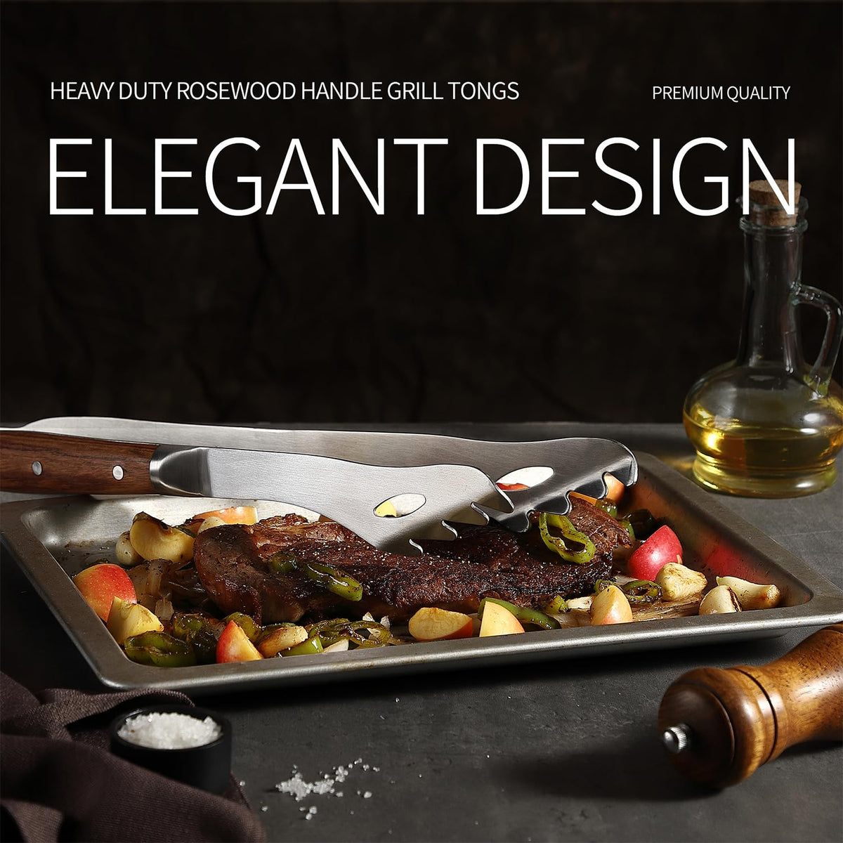 GRILLGEN stainless steel single-piece tongs convey durability and strength.