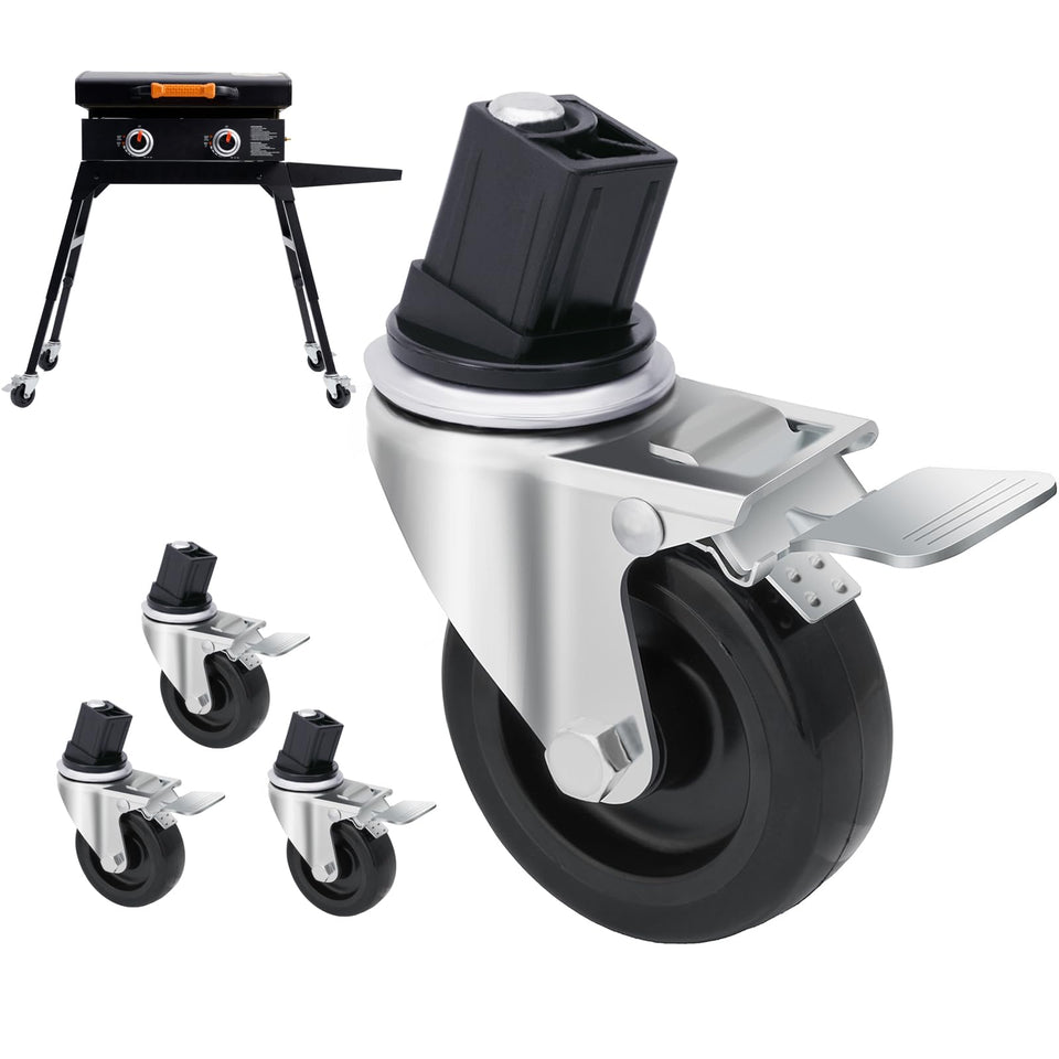 GRILLHOME 3-inch caster wheels for Blackstone stand front view and mobility